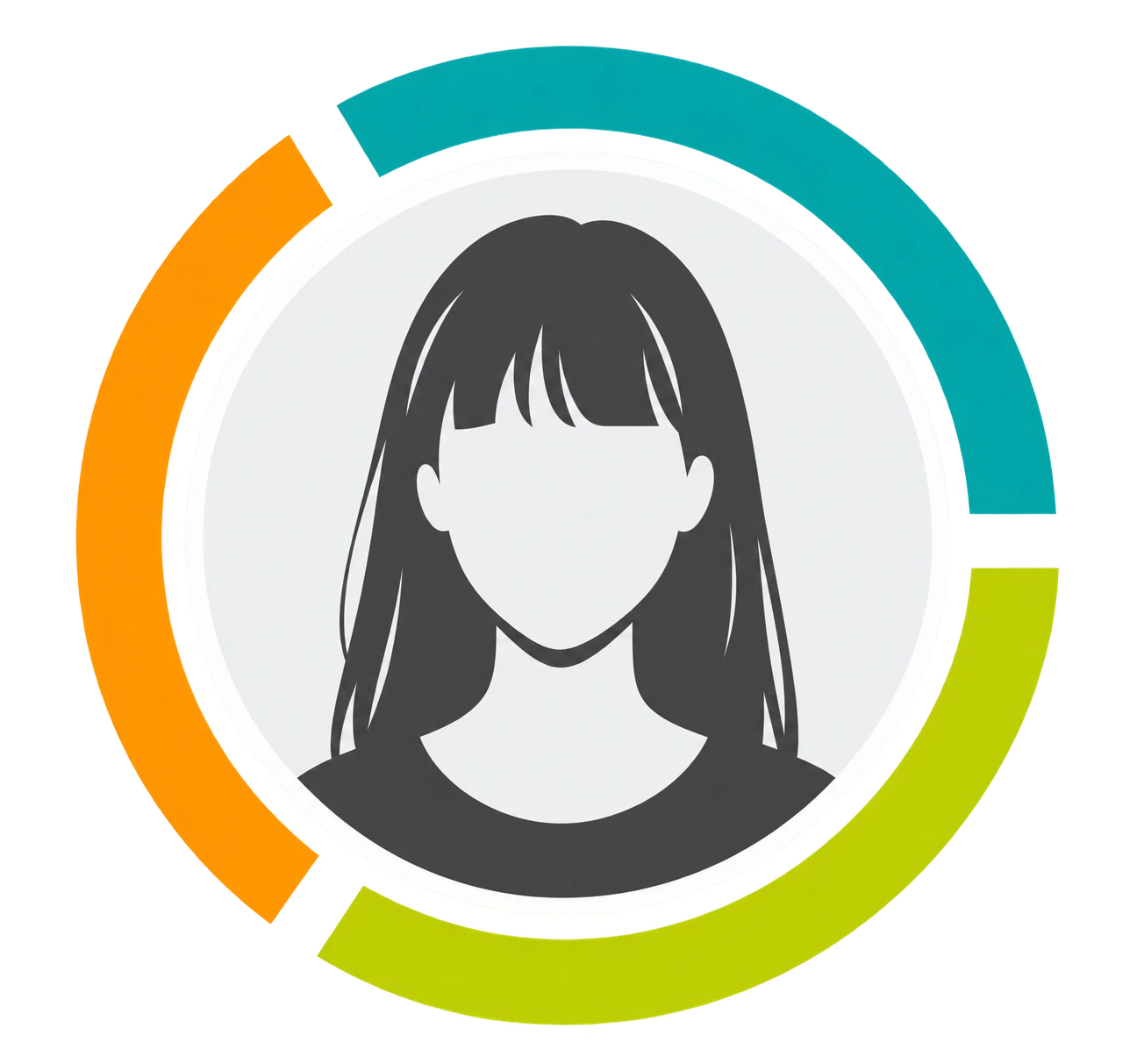 Illustrated avatar for Dahlia Martin, framed by orange, teal and lime Junius brand rings